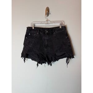 Ksubi Cut Off Jean Shorts Womens 31" Black Denim Emo Hipster Punk Japan